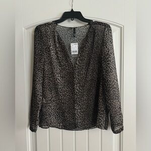 NWT MNG sheer animal print top - size 8